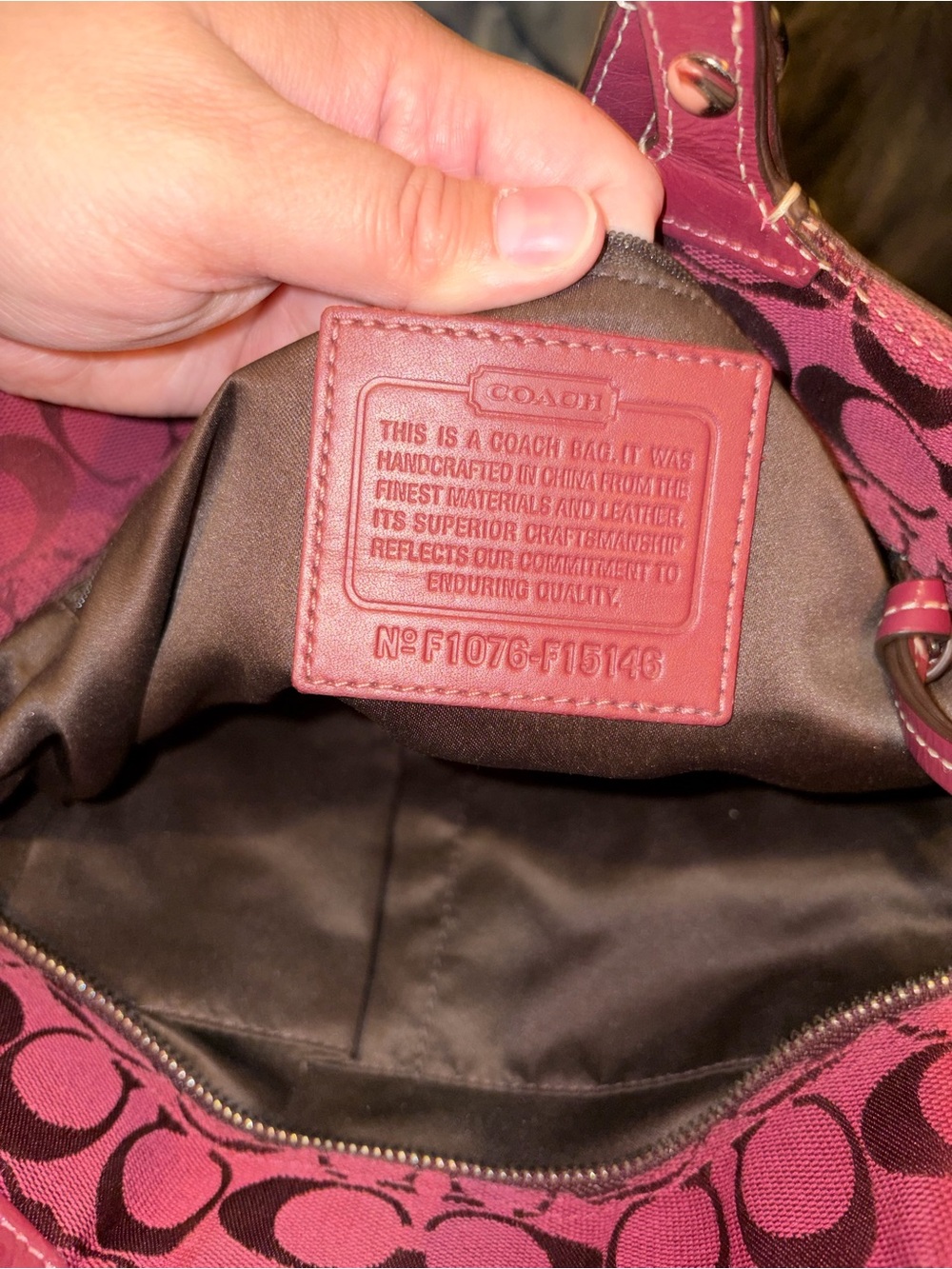 Coach Burgundy Signature Jacquard Tote - Picture 5 of 6